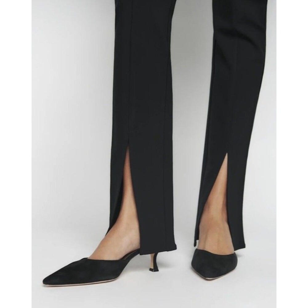 Reformation stretch front slit ankle stretch pants side zip in Black sz M - Picture 7 of 8